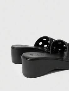 HighSole Women's Fashion Comfortable Thick Sole High Heel Sandals, Minimalist Design, Spring/Summer - Black - View 8