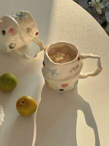 Mug Kopi Keramik Gaya Laut Ins, Cangkir Kerang 3D Tidak Beraturan Buatan Tangan, Mug Air Berwarna di Bawah Glasir, Hadiah Kreatif untuk Teh & Kopi Sore - Putih - View 7