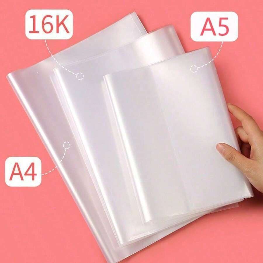1pc Plastic Book Cover - Transparent PVC Book Cover, Waterproof And Reusable Book Protection Cover, Adjustable Transparent Book Cover Suitable For A4/16K/A5 Laptops, Very Suitable For School, Office And Daily Use, Essential Supplies - A - View 1