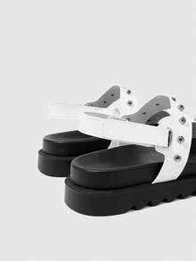 HighSole Casual Fashion Versatile Simple Comfortable Open Toe Women Flat Sandals - White - View 9