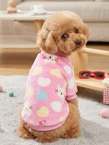 PETSIN 1pc Pet Cat Dog Universal Foundation Make-Up Kitten Love Fashion Pattern Printing Plush Warm Elastic Comfortable Dog Round Neck Sweater - Multicolor - View 4