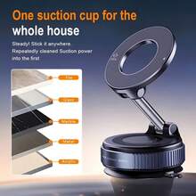 Teckwe New K007 Strong Magnet Car Phone Mount - Foldable, 360 Degree Adjustable Vacuum Base, With Multi-Angle Adjustment, Mobile Phone Car Holder - Black - View 4