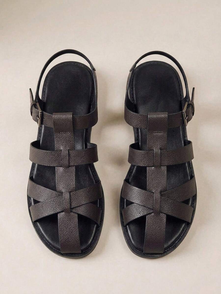 HighSole Women's Casual Round Toe Flat Sandals, Simple Style Deep Brown Color, Soft & Comfortable, Suitable For Outdoor Travel, Beach, Daily Commute, Spring/Summer - Brown - View 1