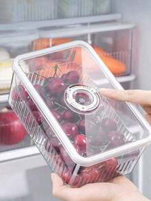 1pc Rectangular Plastic Sealed Container With Lid, Storage Box For Refrigerator, Market Stall Display, Kitchen Refrigerator Storage Box, Plastic Kitchen Storage Box, Sealed Transparent Food Preservation Box, Refrigerator Storage Box Suitable For - Transparent - View 7