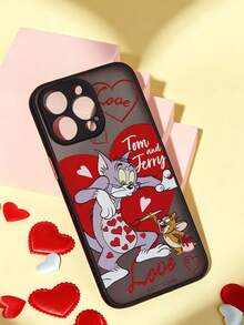 TOM & JERRY X SHEIN Black Cartoon Print Semi-Transparent Phone Case,, Compatible With IPhone - Black - View 5