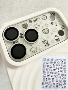 1pc Creative DIY Graffiti Puppy Flower Bone Mirror Protective Film Sticker, Suitable For 11 Pro/12 Pro/13 Pro/14 Pro/15 Pro/16 Pro/17 Pro Phone Lens Film And Phone Case - Multicolor - View 1