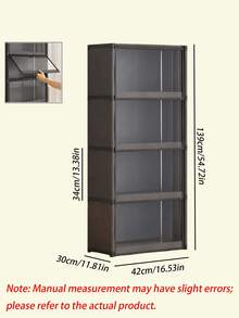 1pc Dustproof Storage Cabinet With Lid, Wardrobe, Bookcase, Storage Rack, Improves Space, Stable And Stylish, Easy To Assemble And Disassemble, Portable, Suitable For Living Room, Bedroom, Entrance, Office, Home, Multi-Layer Storage - Black - View 3