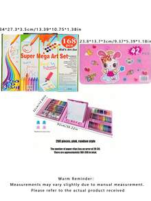 1 Set Perlengkapan Seni 42/168/208 Buah, Termasuk Krayon dan Pensil Warna, Dapat Dicuci (Warna Pola Acak, Tidak Terbatas pada Gambar yang Ditampilkan), Cocok untuk Pemula, Hadiah Natal, Hadiah Wisuda, Perlengkapan Sekolah, Hadiah Kecil untuk Pesta di Rumah - MultiWarna - View 2