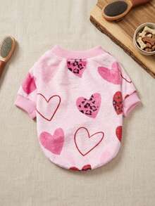 PETSIN 1 Pc Warm Dog/Cat Fleece With Pink Leopard Print Heart Pattern, Suitable For Pets - Multicolor - View 4