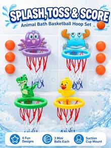 Bath Toys-Bathtub Basketball Hoop Kids Toddlers,Bath Toys Shower Toys,Suction Cup Basketball Hoop&3 Soft Balls Set Boys Girls,Birthday,Gifts Bath Toys Bath Toys Pool Toys Baby Bath Toys Baby Toys For Girls Water Toys Suction Toys Baby Toys Basketball - Multicolor - View 1