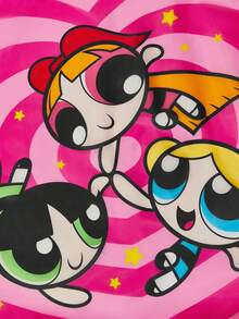 THE POWERPUFF GIRLS X SHEIN 1个可爱卡通花朵、泡泡、毛茛图案涤纶可折叠购物袋/手提袋，配有带珠链的小粉色收纳袋，Y 2 K，情人节 - 粉色 - 查看 5