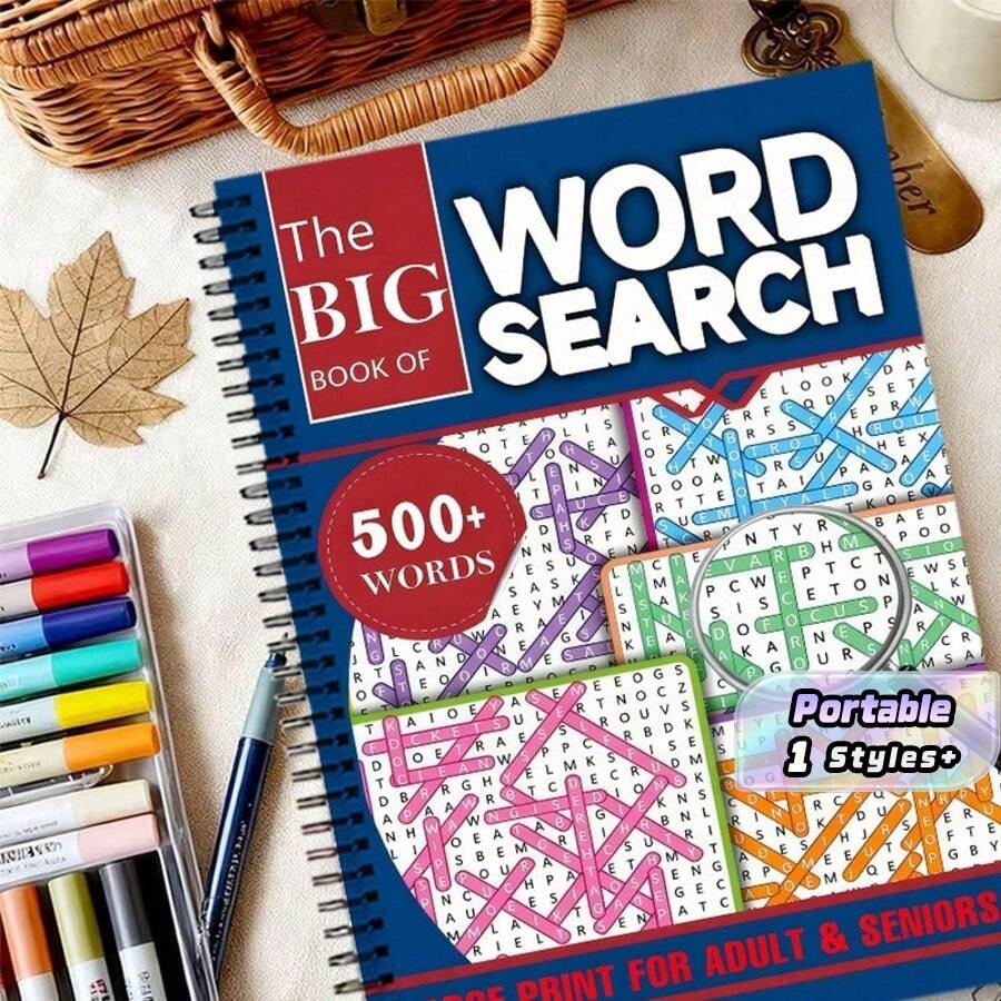 Back To School! Word Search Puzzle Book, Double Spiral Binding 22 Pages, Suitable For Adults And Seniors - 500+ Words, Large Font, Latest Vocabulary, With Word Builder, Improve Memory And Cognition, Gift For Retired Parents, Valentine's Day - A4 - View 1
