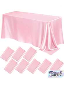 1PC 2PCS 8PCS 102x58Inch Satin Tablecloth - Silk Smooth Rectangular Party Table Cover For Wedding Banquet Dinner Festive Decoration Multicolor - Multicolor - View 1