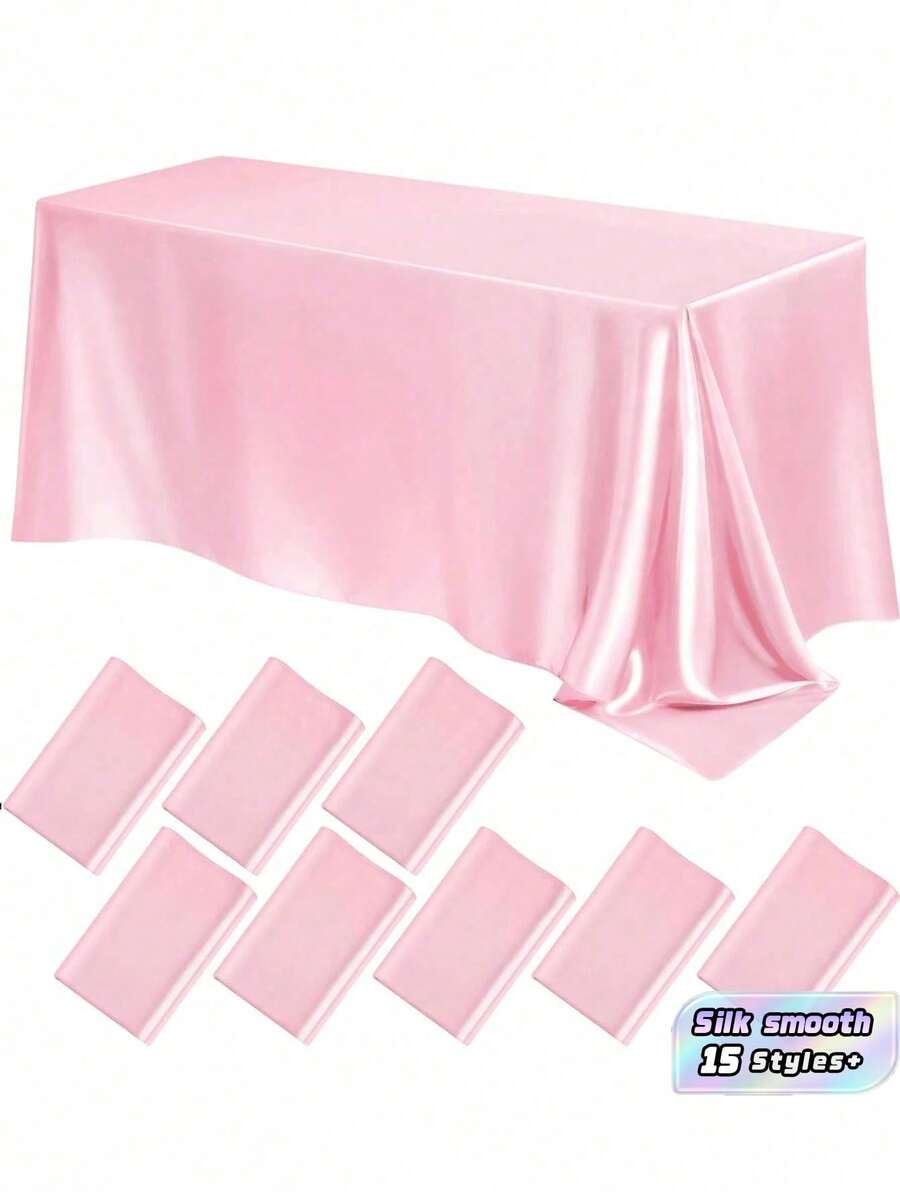 1PC 2PCS 8PCS 102x58Inch Satin Tablecloth - Silk Smooth Rectangular Party Table Cover For Wedding Banquet Dinner Festive Decoration Multicolor - Multicolor - View 1