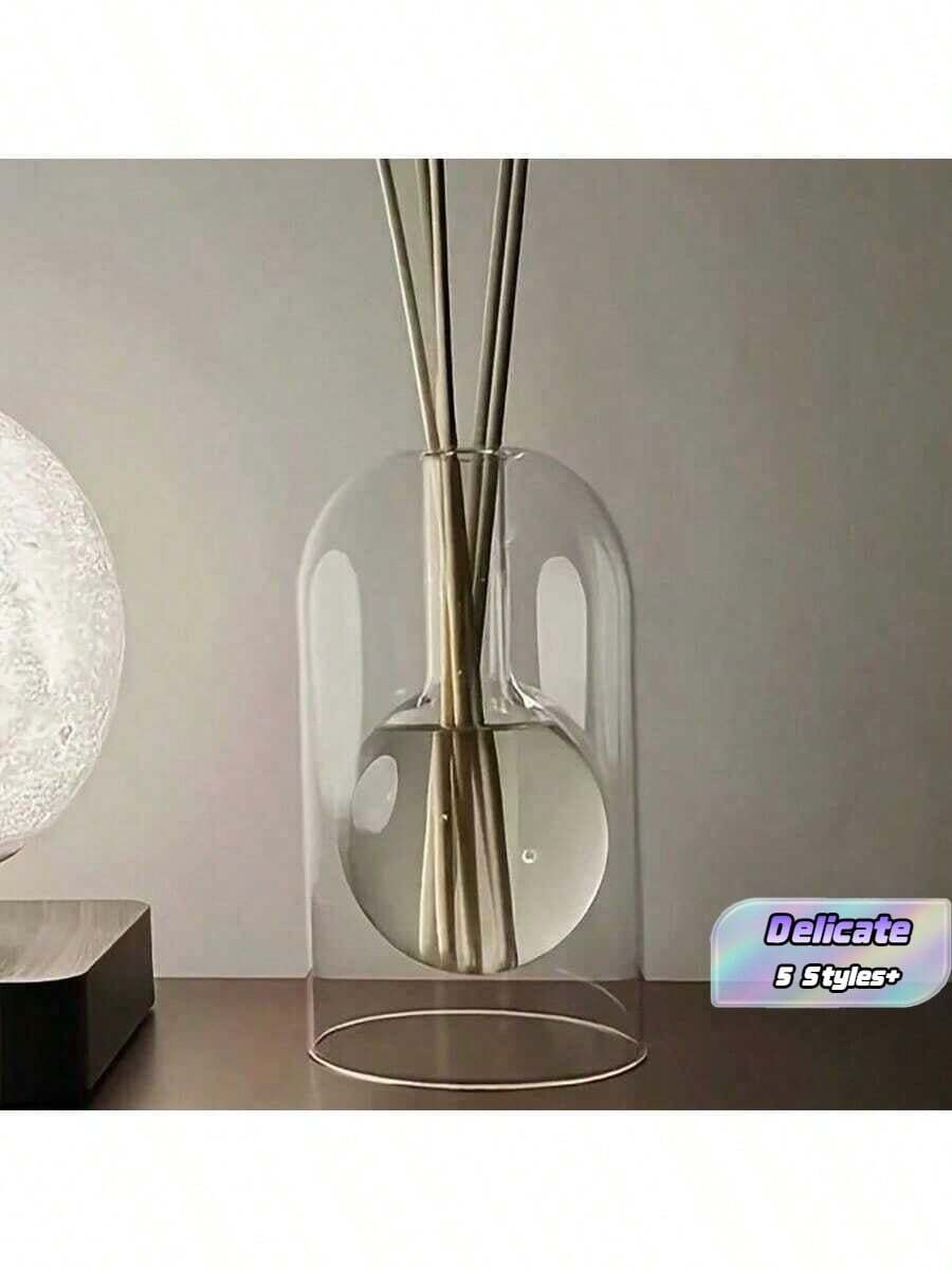 1pc Minimalist Luxury Glass Aromatherapy Diffuser Bottle, Ideal For Aromatherapy, Room Scenting, Home Decor Vase - Style a - View 1