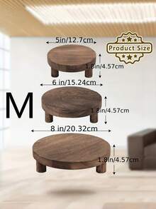 1PC Nordic Style Wooden Flower Pot Tray Set Multiple Sizes Stable Round Plant Stand For Indoor Outdoor Succulent Green Plants Home Decor Display Shelf Space Saving Organizer - Multicolor - View 11