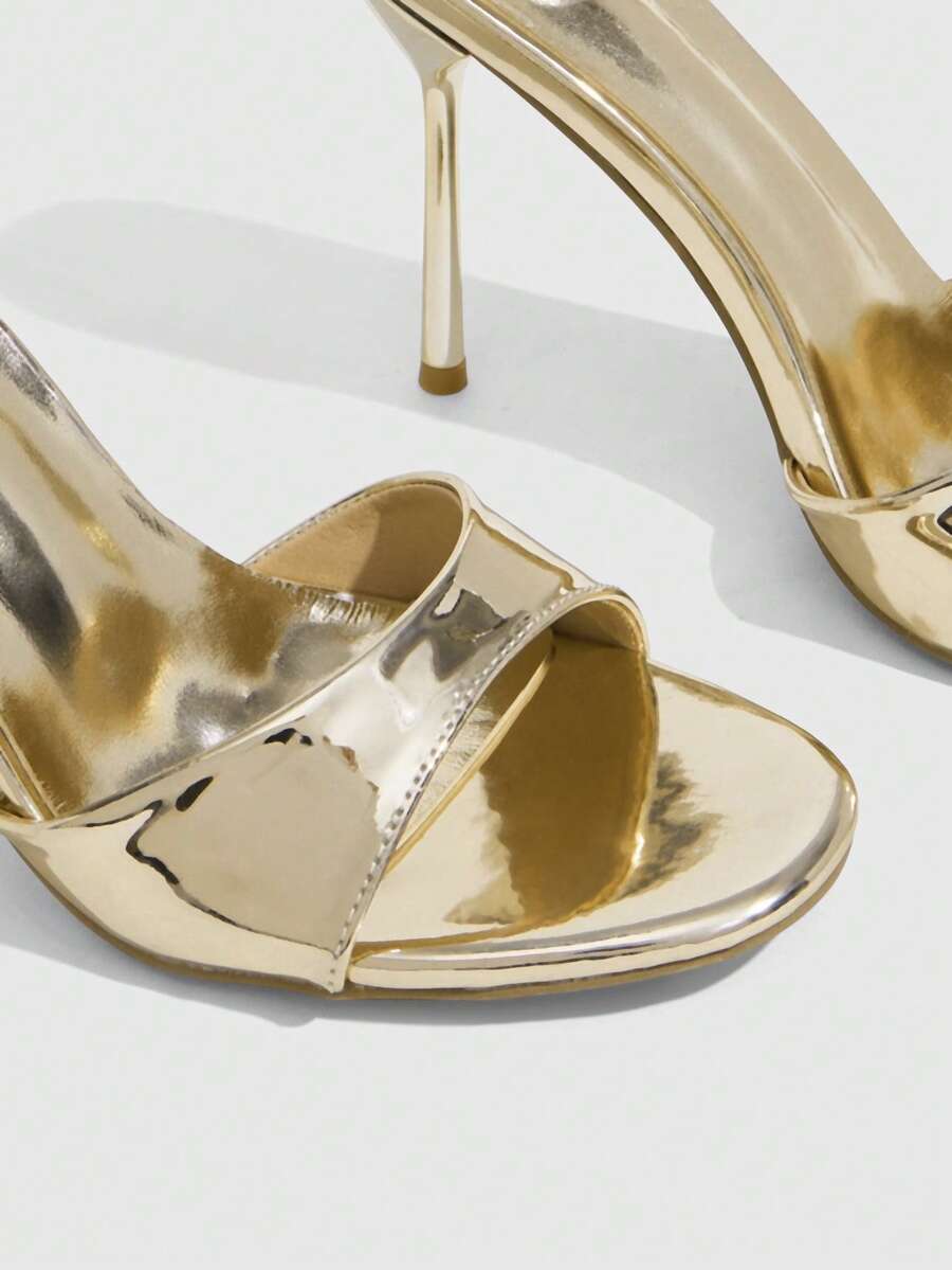 CUCCOO SZL Women Gold Open-Toed Sexy Elegant With Round Toe High Heel Sandals - Gold - View 1