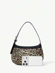 Viva Strut Women's Shoulder Bag, Leopard Print Retro Decoration, Animal Print Spice Girl Sweet Cool Wind, Rivet Hollow Decoration, Zipper Closure, Daily Shopping - leopard print - View 4