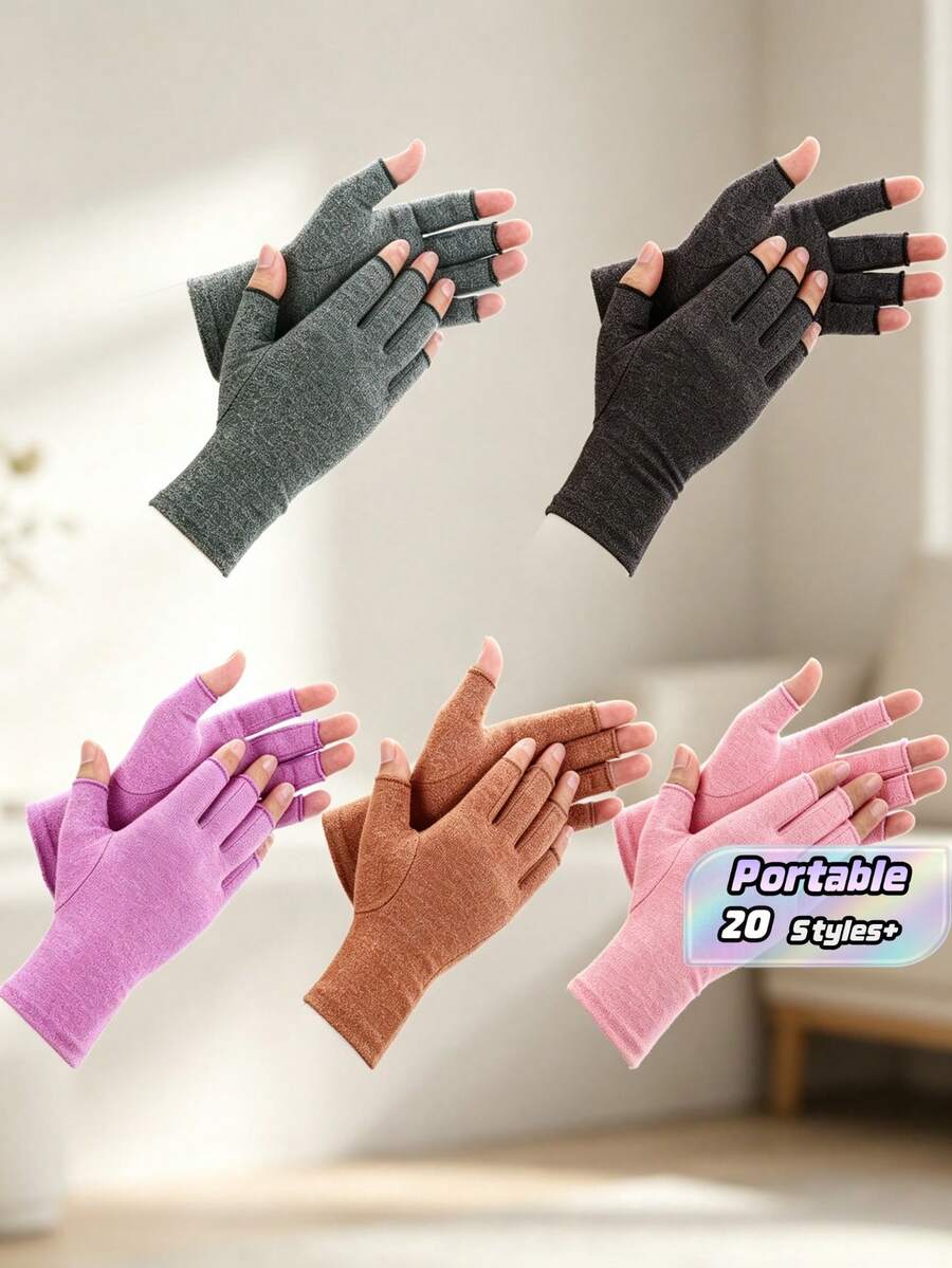 Half Finger Joint Compression Gloves For Women And Men, Bicycle Anti-Slip Gloves, Fitness Compression Gloves, Fingerless Hand Compression Gloves Suitable For Typing, Driving And Work - Multicolor - View 1