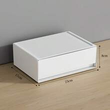 3 Styles White Plastic Drawer‑Type Storage Box, Modular Stackable Desktop Organizer For Sundries Storage And Organization, Ideal For Office, School Desk Supplies - Multicolor - View 2