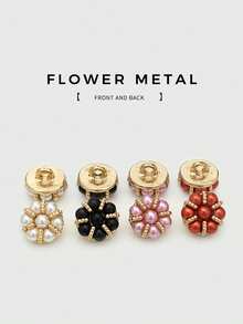 Pack 10 Pcs Delicate Flower Shaped Pearl Metal Buttons Versatile Decorative Fasteners For Sweaters Cardigans Shirts Tops Hand‑Sewn Clothing Sewing Accessories - 10pcs - View 5