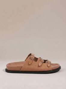 HighSole Women's Fashionable Brown Comfortable Flat Beach Sandals - Watermelon Pink - View 2
