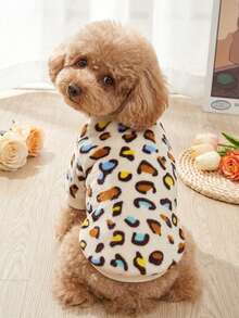 PETSIN 1 Pc Colorful Leopard Print Fleece Thickened Warm Round Neck Sweatshirt For Pet Cats & Dogs, Autumn/Winter - Multicolor - View 2