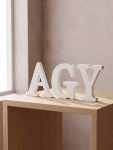 1pc 10CM White Unfinished Wooden Letters, Wall & Standing Decorative Letters, Sliced Sign Decor For Crafts, Home, Party, Birthday, Graduation, Ideal Gift Choice - White - View 9
