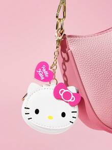 HELLO KITTY AND FRIENDS | SHEIN 蝴蝶結貓咪造型迷你零錢包，附鑰匙圈掛鉤，可作為包包掛飾，適合收納硬幣、耳機與小配件 - 玫瑰紅 - 查看 4