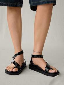 HighSole Women's Round Toe Thick Sole Fashion Sandals, Casual Beach Resort Flip Flops - Black - View 7