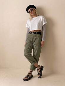 HighSole 女士春季T型带扣凉鞋，厚底坡跟鞋，2024夏季新款圆头粗跟沙滩凉鞋 - 黑色 - 查看 4