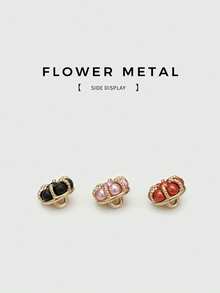 Pack 10 Pcs Delicate Flower Shaped Pearl Metal Buttons Versatile Decorative Fasteners For Sweaters Cardigans Shirts Tops Hand‑Sewn Clothing Sewing Accessories - 10pcs - View 2