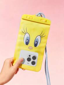 LOONEY TUNES X SHEIN 1 Cartoon Pattern Printed Waterproof Touch Screen Transparent Water Sports Mobile Phone Bag, Suitable For Rafting, Beach, Swimming, Boating, Kayaking, Hiking, Protecting Mobile Phones, Cameras, Cash, Passports, Documents From Water, Sand, Snow, Dust - Yellow - View 3