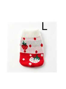 Festive Christmas Strawberry Graphic Pet Knit Pullover, Breathable Warm Winter Clothes, Fashion Pet Apparel For Holiday Photoshoots & Daily Use - C - View 10