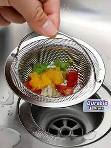 1Pc Stainless Steel Kitchen Sink Strainer Food Catcher, Universal Drain Filter Fits Most Sinks, Household Kitchen Accessory, Practical Gift For Birthday Wedding Valentine's Day - Multicolor - View 1