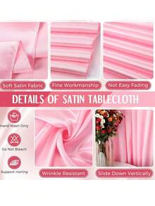 1PC 2PCS 8PCS 102x58Inch Satin Tablecloth - Silk Smooth Rectangular Party Table Cover For Wedding Banquet Dinner Festive Decoration Multicolor - Multicolor - View 4