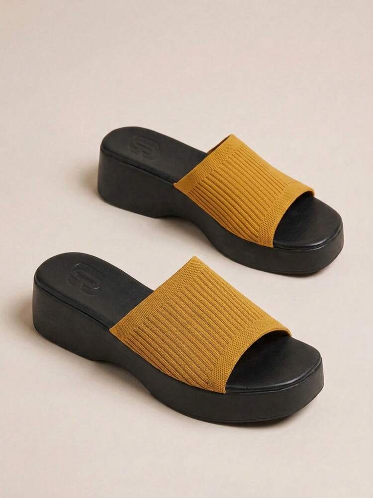 HighSole Women's Fashionable Thick Sole Wedge Sandals, Versatile For Daily Wear - Yellow - View 10
