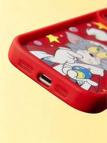 TOM & JERRY X SHEIN Christmas Cartoon Print Phone Case,Compatible With IPhone - Red - View 6