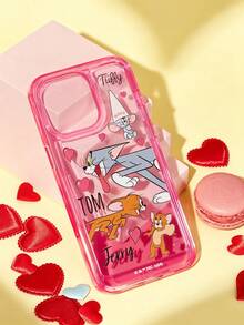 TOM & JERRY X SHEIN Cartoon Pattern Pink Fashion Phone Case, Compatible With IPhone - Multicolor - View 1