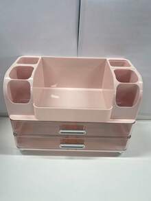 1pc Large Capacity Cosmetic Storage Box, Desktop Organizer For Skincare, Lipstick, Makeup Brushes, Face Masks, Suitable For Bathroom Countertop, Dorm, Vanity Table, Bedroom Decor, Back To School - Multicolor - View 6