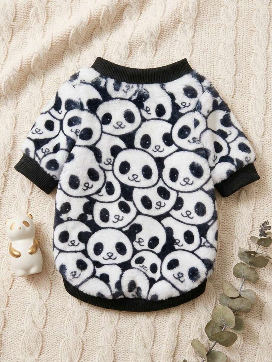 PETSIN 1 Printed Panda Flannel Sweatshirt, Thick And Warm For Pets In Autumn And Winter - Multicolor - View 1
