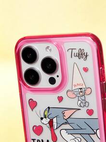 TOM & JERRY X SHEIN Cartoon Pattern Pink Fashion Phone Case, Compatible With IPhone - Multicolor - View 4
