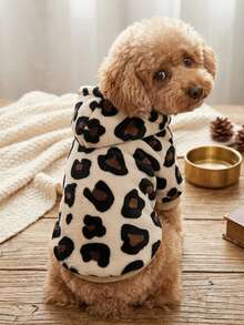 PETSIN 1 Leopard Print Spotted Pattern Printed Plush Hooded Pet Hoodie, Thick And Warm Winter Pet Cat And Dog Clothing - Multicolor - View 5