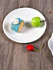 10/50/100 White Paper Plates, Perfect For Birthday Parties, Durable Cake Tableware, 6-Inch White Round Party Plates, Ideal For Birthdays, Cakes, And Barbecues - White - View 6
