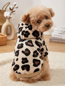 PETSIN 1 Leopard Print Spotted Pattern Printed Plush Hooded Pet Hoodie, Thick And Warm Winter Pet Cat And Dog Clothing - Multicolor - View 1
