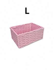 1/3PCS Retro Handmade Woven Sundries Storage Basket Natural Rattan Entryway Desktop Organizer Multi Purpose Snack Cosmetics Storage Box Household Organization Rustic Home Decor Gift Idea - Baby Pink - View 13