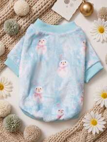 PETSIN 1 Printed Snowman Flannel Sweatshirt, Thick And Warm For Pets In Autumn And Winter, Blue Color - Multicolor - View 4