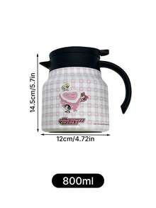 THE POWERPUFF GIRLS X SHEIN 1件 800ml/1000ml 304不鏽鋼 長效保溫保冷 防塵蓋 防滑底盤 輕量可重複使用 粉色愛心角色圖案保溫水壺 通勤 登山 野餐 日用 通用 熱門補水杯 - 彩色 - 查看 4