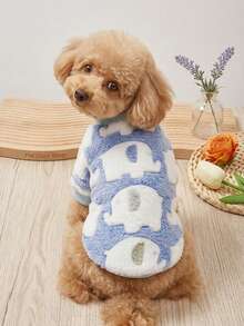 PETSIN 1 Pc Pink & Blue Elephant Print Pet Dog/Cat Warm Crewneck Sweatshirt - Multicolor - View 3