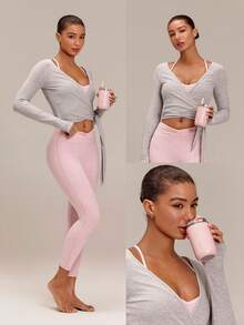 GLOWMODE 10OZ Insulated Stainless-Steel Bottle With Straw & Dual Drinking Options Daily Casual Active Fall Winter Wear - Pink - View 7